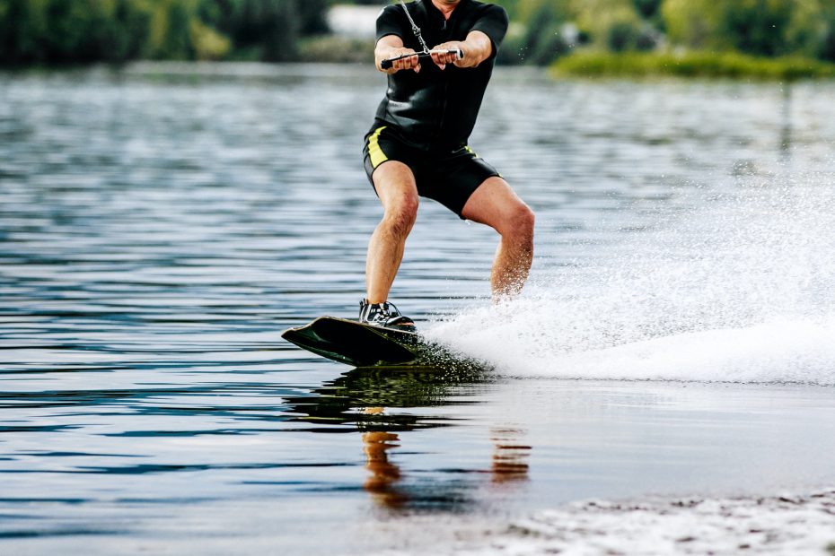 Man rides a wakeboard